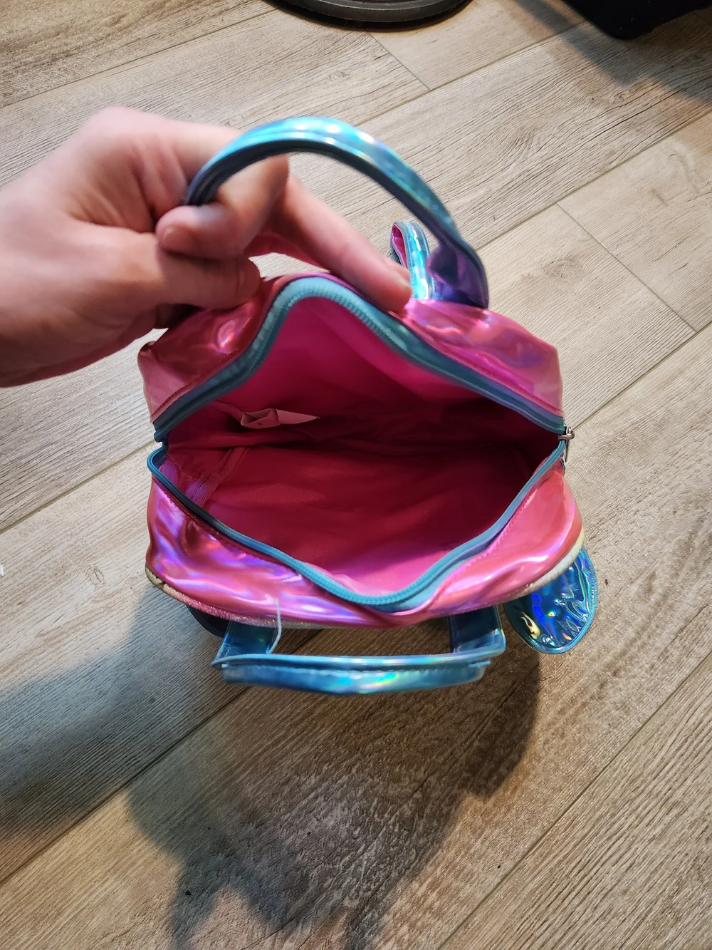 Disney Holographic Rainbow Stitch Kids Mini Backpack - Blue/Pink/Yellow